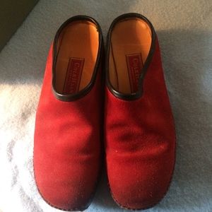 COLE HAAN Miles clogs, red suede size 8.5!